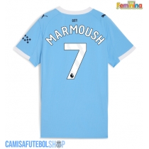 Camisa de time de futebol Manchester City Omar Marmoush #7 Replicas 1º Equipamento Feminina 2025-26 Manga Curta